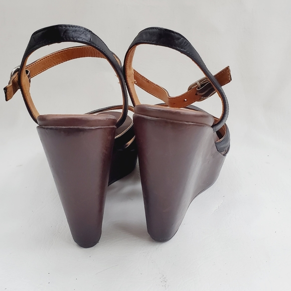 Coclico Peep-Toe Leather Wedge Sandals 7.5 - Picture 4 of 6
